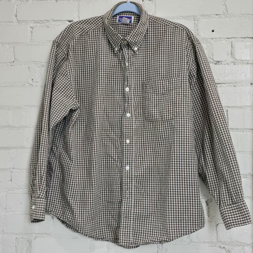 90s Vintage North Crest Plaid Long-sleeve Button-down Shirt┃Grunge Cabincore LRG
